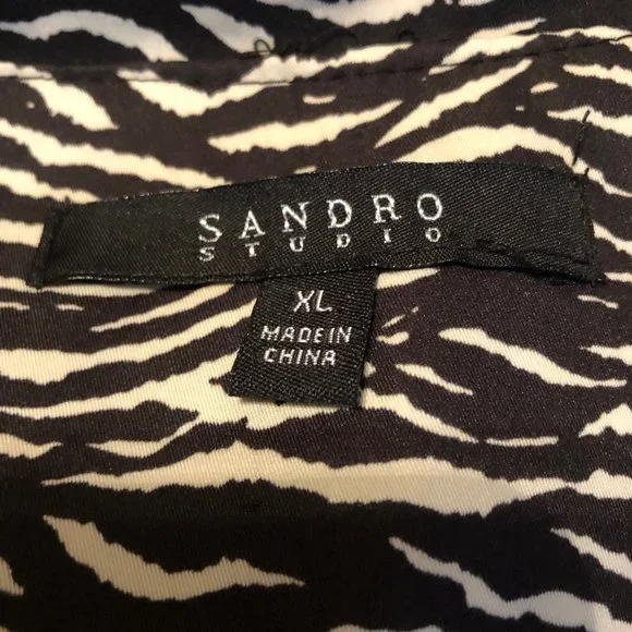 Sandro Animal Print Ruffle Front Jacket - Picture 6 of 7